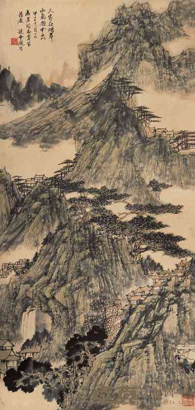 淡云观 烟翠云岚图 轴 80×38cm